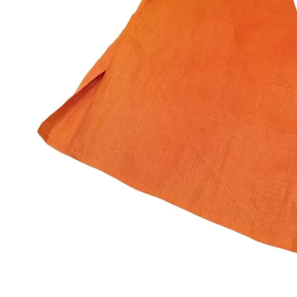 HERMES Vintage H Logo Horse Carriage Embroidery Shirt #36 Orange Button [106322] - Picture 9 of 12